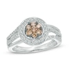 Thumbnail Image 1 of Previously Owned - 5/8 CT. T.W. Champagne and White Diamond Cluster Frame Ring in 14K White Gold