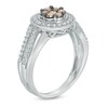 Thumbnail Image 2 of Previously Owned - 5/8 CT. T.W. Champagne and White Diamond Cluster Frame Ring in 14K White Gold