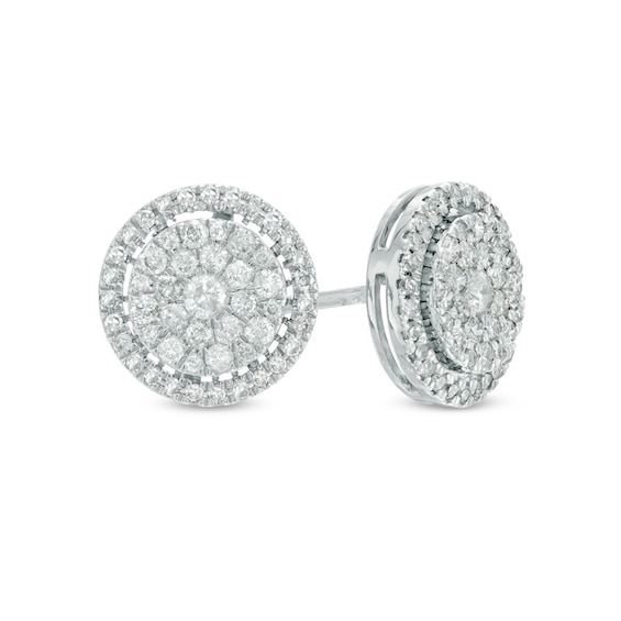 Previously Owned - 1/2 CT. T.w. Composite Diamond Frame Stud Earrings in 10K White Gold