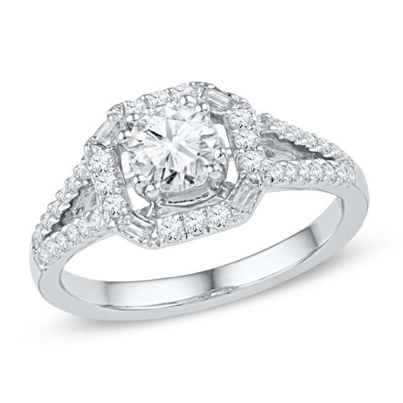 Previously Owned - 3/4 CT. T.w. Diamond Frame Engagement Ring in 10K White Gold