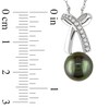 Thumbnail Image 2 of Previously Owned-8.0-8.5mm Black Tahitian Cultured Pearl and 1/10 CT. T.W. Diamond Bow Necklace-17"