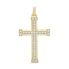 Thumbnail Image 1 of Previously Owned - 1/2 CT. T.W. Diamond Brick Cross Necklace Charm in 10K Gold