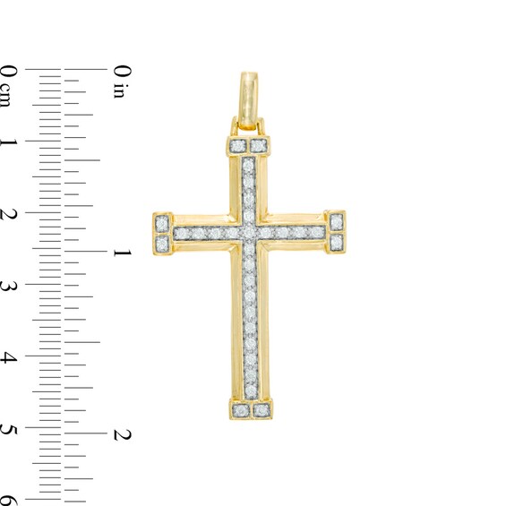 Previously Owned - 1/2 CT. T.w. Diamond Brick Cross Necklace Charm in 10K Gold