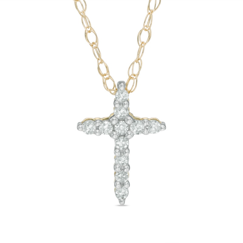 Main Image 1 of Previously Owned - Diamond Accent Bold Cross Pendant in 10K Gold