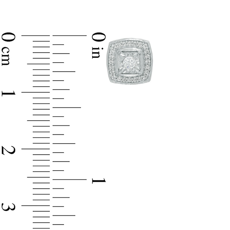 Main Image 2 of Previously Owned - 1/4 CT. T.W. Diamond Square Frame Stud Earrings in 10K White Gold