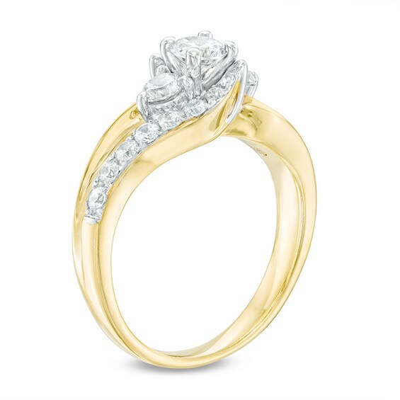 Previously Owned - 1 CT. T.w. Diamond Bypass Past Present FutureÂ® Engagement Ring in 14K Gold