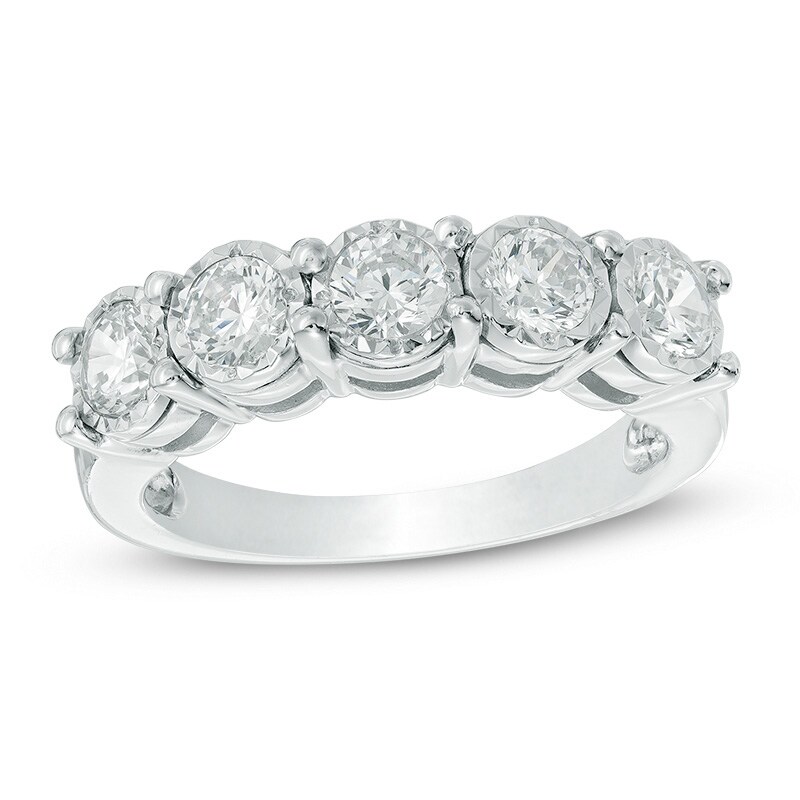 Main Image 1 of Previously Owned - 1 CT. T.W. Diamond Five Stone Anniversary Band in 10K White Gold