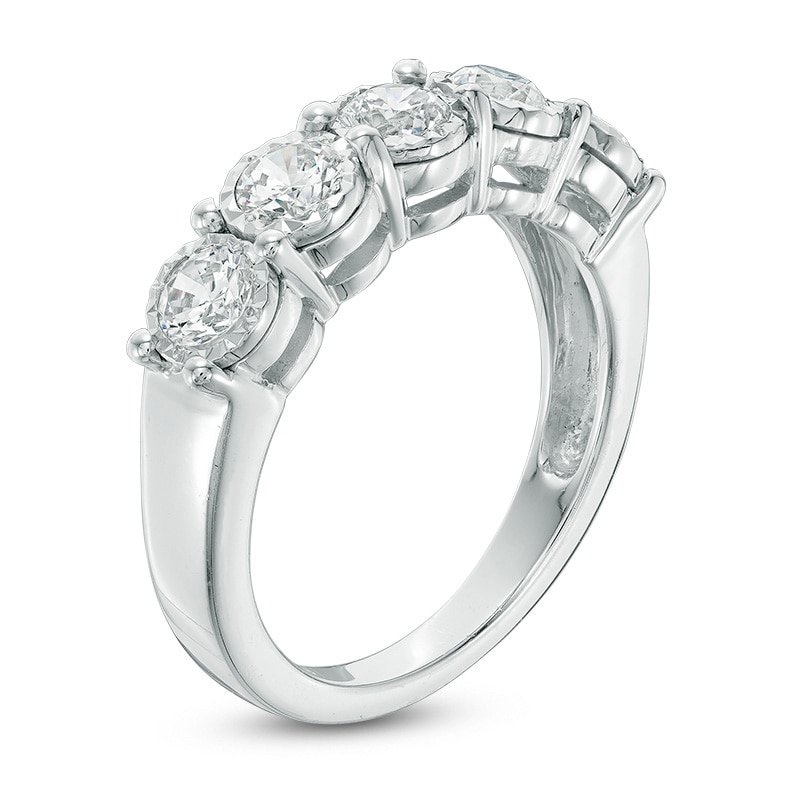 Main Image 2 of Previously Owned - 1 CT. T.W. Diamond Five Stone Anniversary Band in 10K White Gold