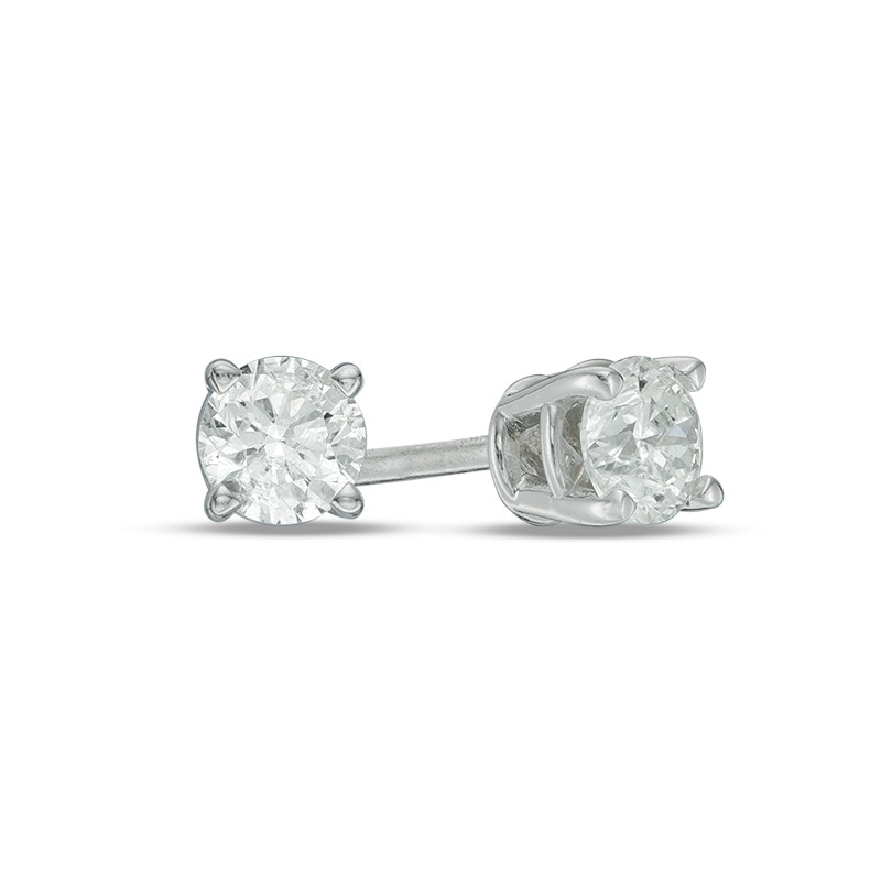 Main Image 1 of Previously Owned - 1/3 CT. T.W. Diamond Solitaire Stud Earrings in 14K White Gold