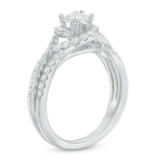 Previously Owned - 3/4 CT. T.W. Diamond Frame Engagement Ring in 14K White Gold Previously Owned - 3/4 CT. T.W. Diamond Frame Engagement Ring in 14K White Gold