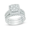 Thumbnail Image 1 of Previously Owned - 2 CT. T.W. Composite Diamond Cushion Frame Three Piece Bridal Set in 14K White Gold