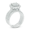 Thumbnail Image 2 of Previously Owned - 2 CT. T.W. Composite Diamond Cushion Frame Three Piece Bridal Set in 14K White Gold