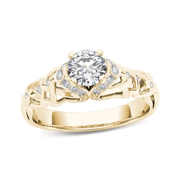 Previously Owned - 1/2 CT. T.w. Diamond Lattice Engagement Ring in 14K Gold