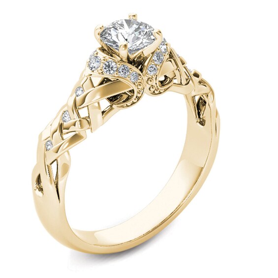 Previously Owned - 1/2 CT. T.w. Diamond Lattice Engagement Ring in 14K Gold