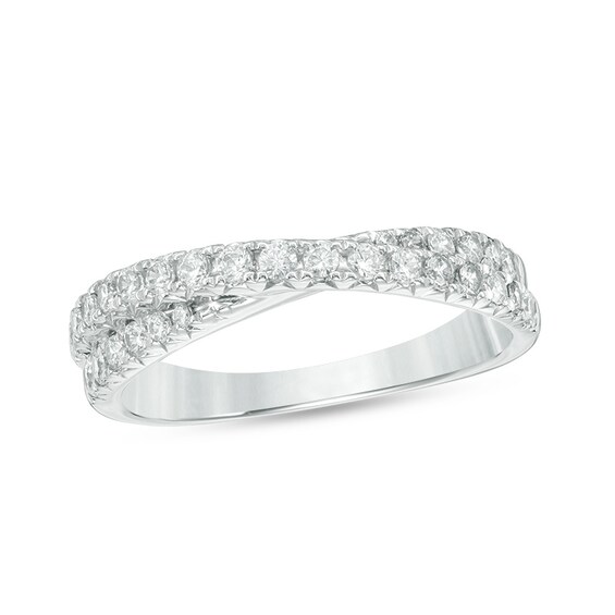 Previously Owned - 1/2 CT. T.w. Diamond Crossover Anniversary Band in 14K White Gold