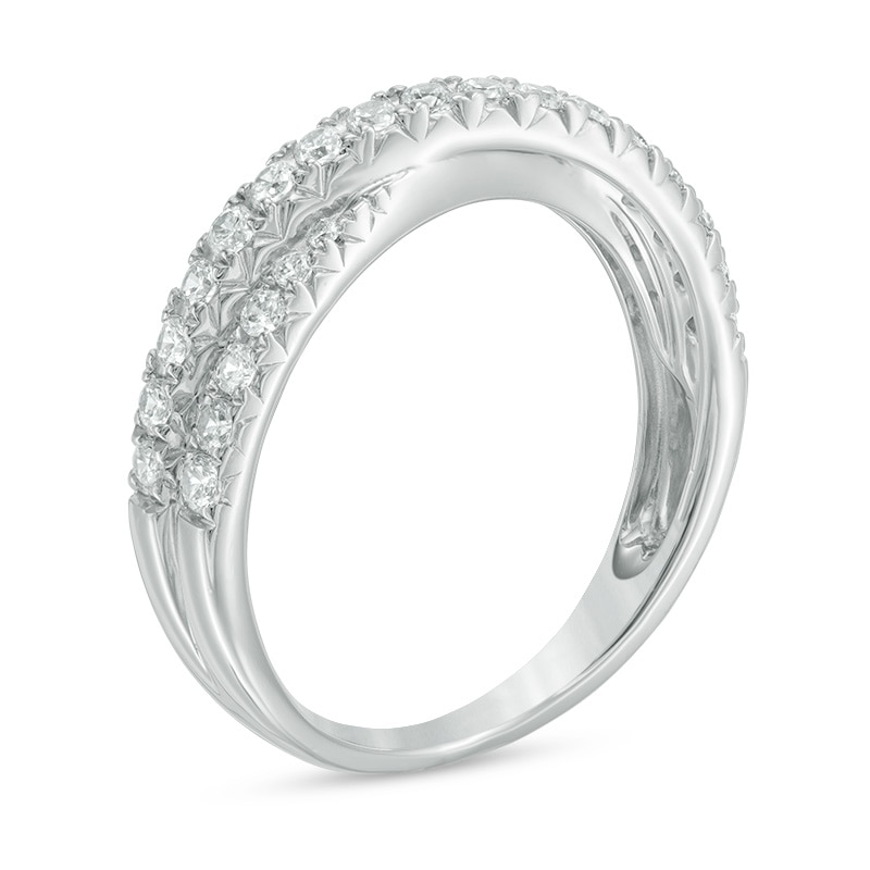 Main Image 2 of Previously Owned - 1/2 CT. T.W. Diamond Crossover Anniversary Band in 14K White Gold