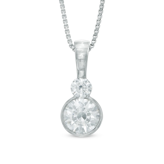 Previously Owned - 3/8 CT. T.w. Diamond Two Stone Pendant in 14K White Gold (I/I1)