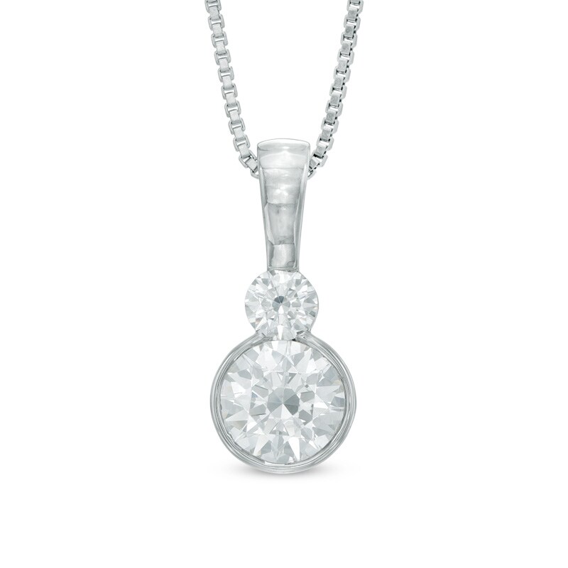 Main Image 1 of Previously Owned - 3/8 CT. T.W. Diamond Two Stone Pendant in 14K White Gold (I/I1)
