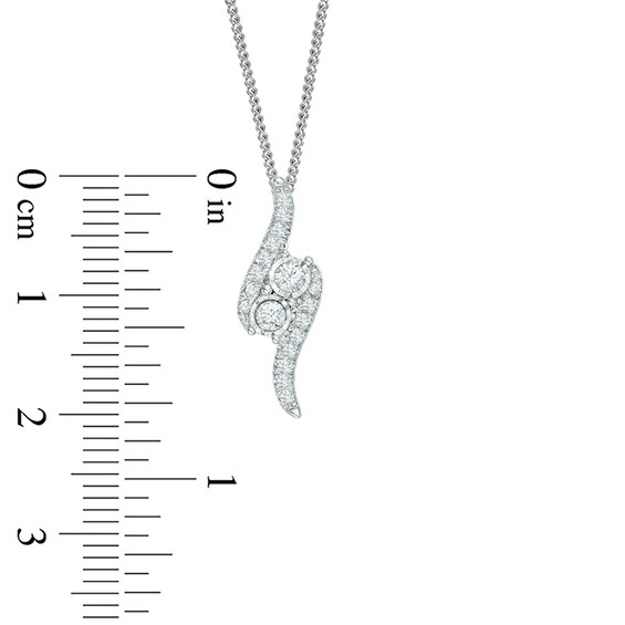 Previously Owned - Ever UsÂ® 1/4 CT. T.w. Two-Stone Diamond Bypass Pendant in 14K White Gold - 19"