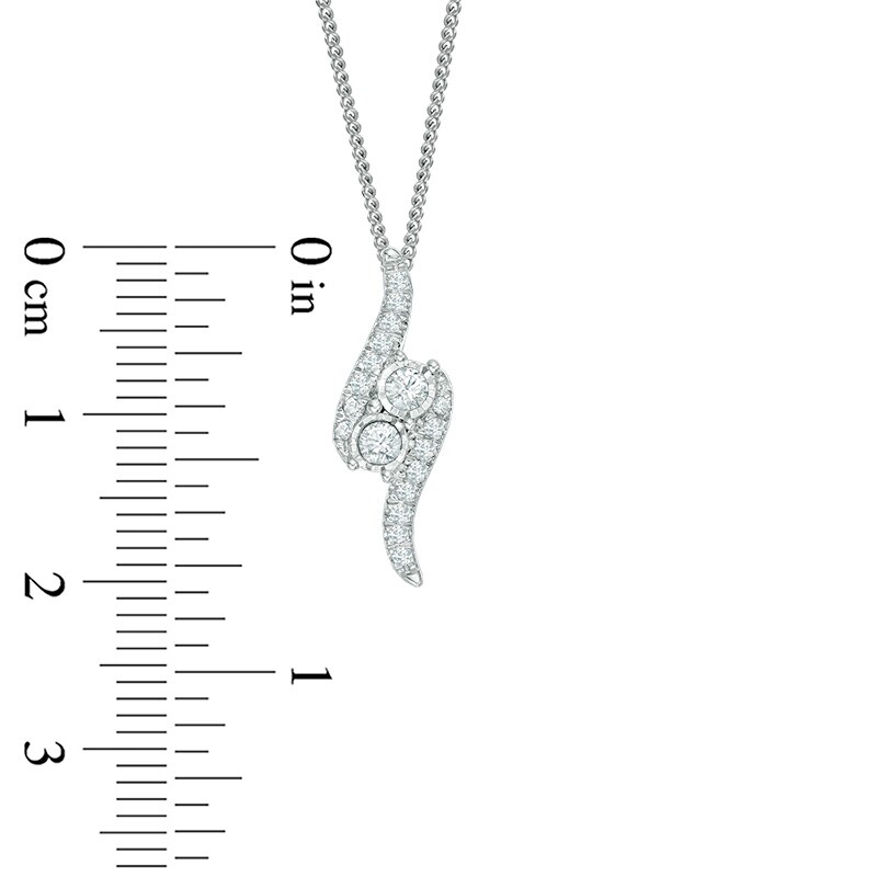 Main Image 2 of Previously Owned - Ever Us® 1/4 CT. T.W. Two-Stone Diamond Bypass Pendant in 14K White Gold - 19"