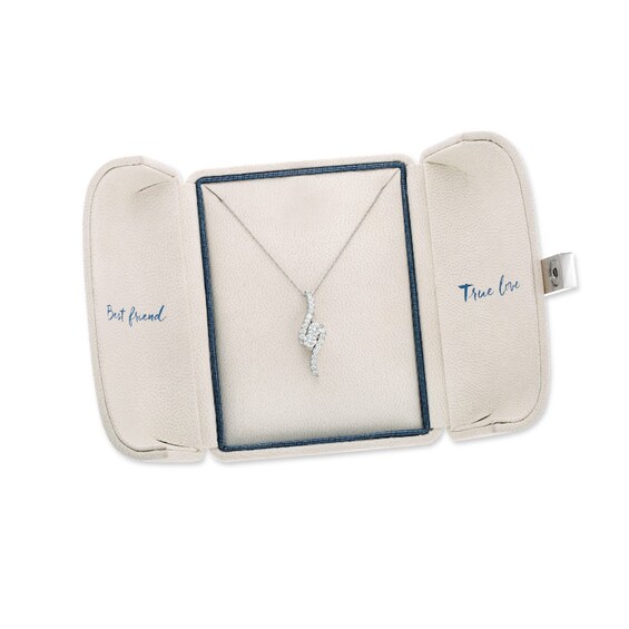 Previously Owned - Ever UsÂ® 1/4 CT. T.w. Two-Stone Diamond Bypass Pendant in 14K White Gold - 19"