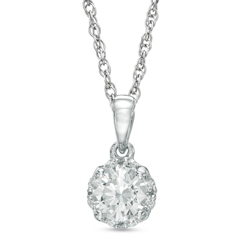Main Image 1 of Previously Owned - 1/2 CT. T.W. Diamond Frame Pendant in 10K White Gold - 17"