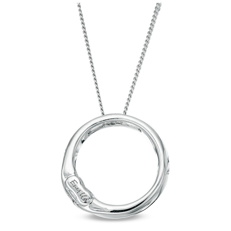 Main Image 2 of Previously Owned - Ever Us® 1/3 CT. T.W. Two-Stone Diamond Open Circle Pendant in 14K White Gold - 19"