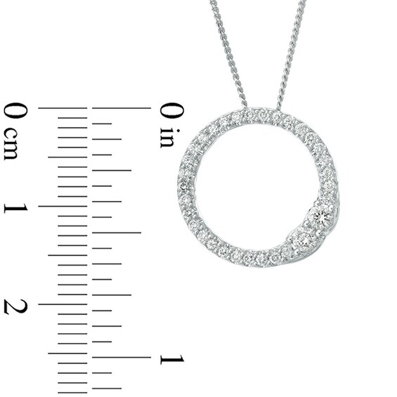 Previously Owned - Ever UsÂ® 1/3 CT. T.w. Two-Stone Diamond Open Circle Pendant in 14K White Gold - 19"
