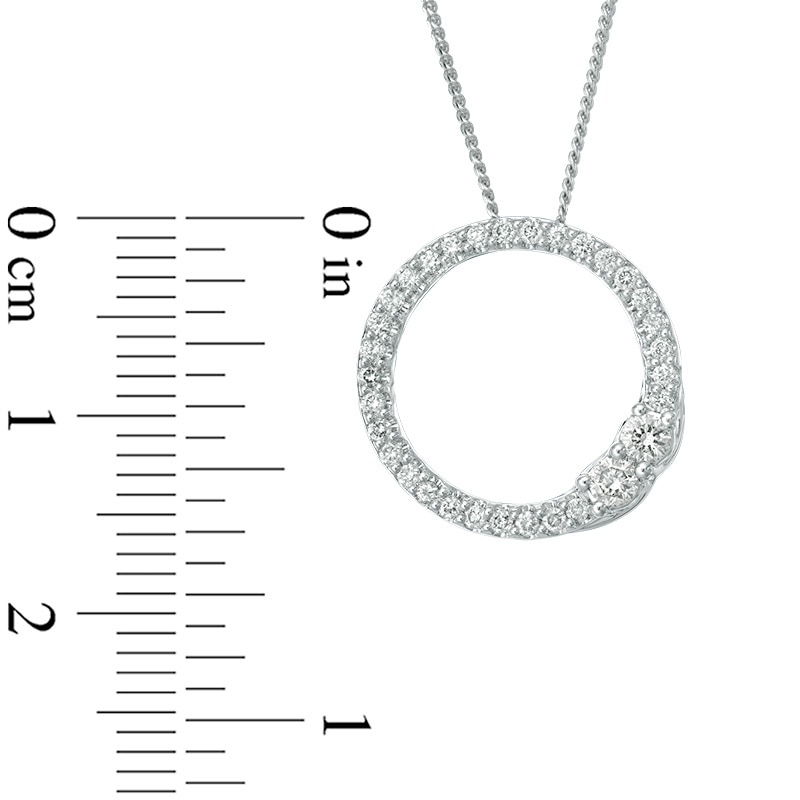 Main Image 4 of Previously Owned - Ever Us® 1/3 CT. T.W. Two-Stone Diamond Open Circle Pendant in 14K White Gold - 19"