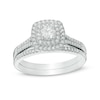 Thumbnail Image 1 of Previously Owned - 1/2 CT. T.W.  Diamond Double Cushion Frame Bridal Set in 14K White Gold