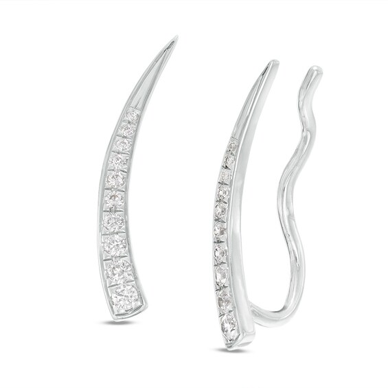 Previously Owned - 1/4 CT. T.w. Diamond Tapered Curve Crawler Earrings in 10K White Gold