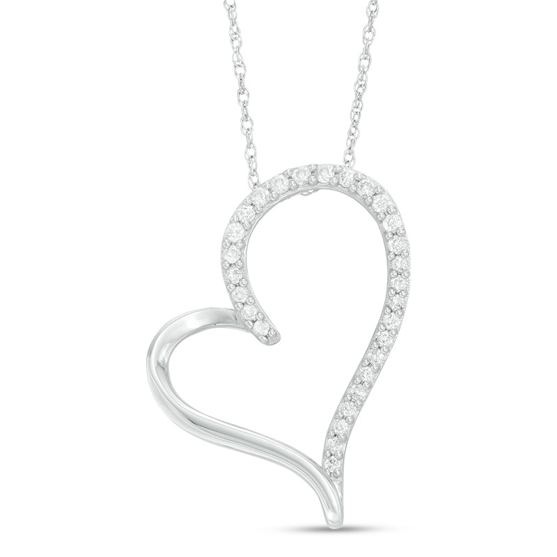 Previously Owned - 1/6 CT. T.W. Diamond Heart Pendant in 10K White Gold