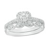 Thumbnail Image 1 of Previously Owned - 3/4 CT. T.W. Diamond Cushion Frame Vintage-Inspired Bridal Set in 10K White Gold