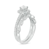 Thumbnail Image 2 of Previously Owned - 3/4 CT. T.W. Diamond Cushion Frame Vintage-Inspired Bridal Set in 10K White Gold