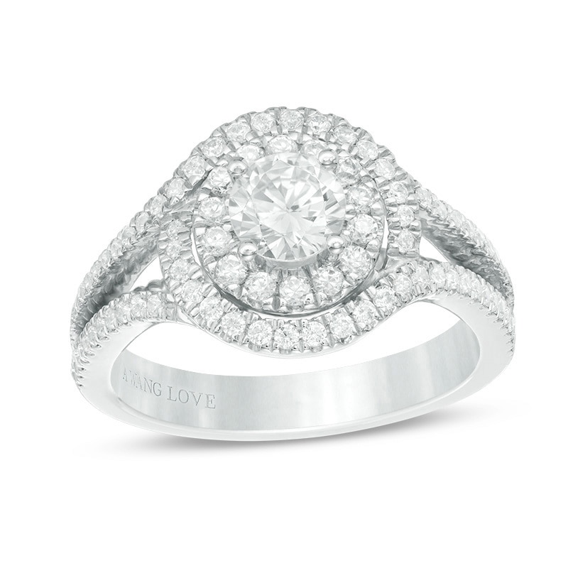 Main Image 1 of Previously Owned - Vera Wang Love Collection 1 CT. T.W. Diamond Split Shank Engagement Ring in 14K White Gold