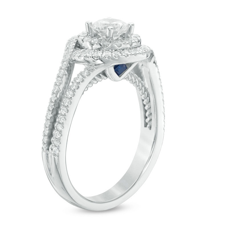 Main Image 2 of Previously Owned - Vera Wang Love Collection 1 CT. T.W. Diamond Split Shank Engagement Ring in 14K White Gold