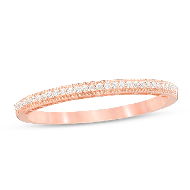 Main Image 1 of Previously Owned - 1/20 CT. T.W. Diamond Vintage-Style Wedding Band in 10K Rose Gold