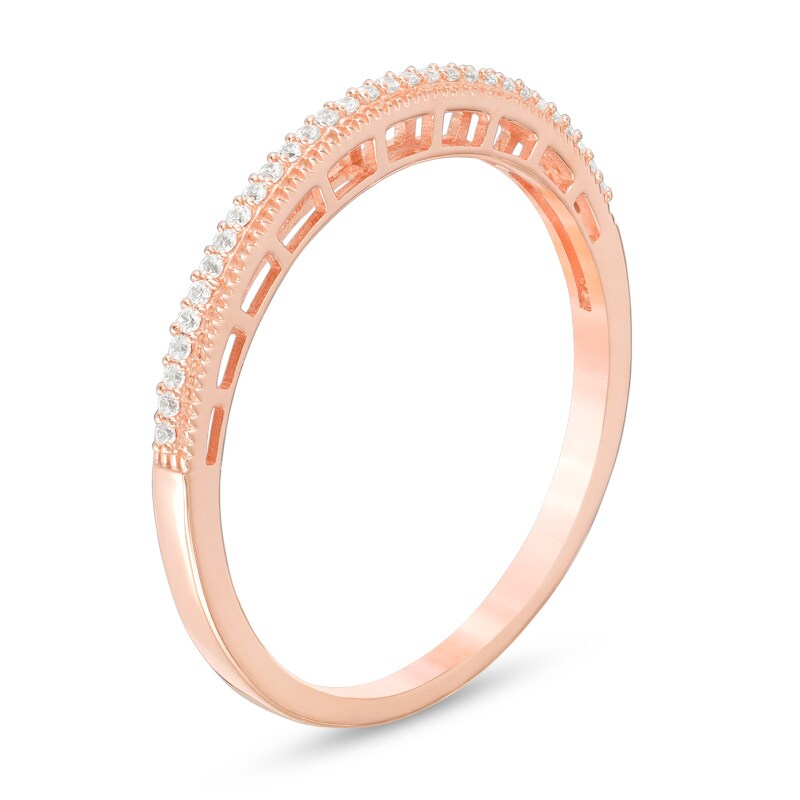 Main Image 2 of Previously Owned - 1/20 CT. T.W. Diamond Vintage-Style Wedding Band in 10K Rose Gold