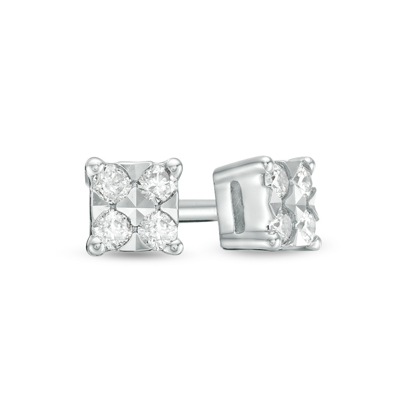 Main Image 1 of Previously Owned - 1/4 CT. T.W. Composite Diamond Square Stud Earrings in 10K White Gold