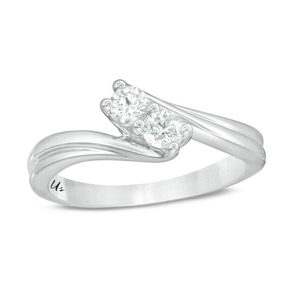 Previously Owned - Ever UsÂ® 1/3 CT. T.w. Two-Stone Diamond Bypass Ring in 14K White Gold