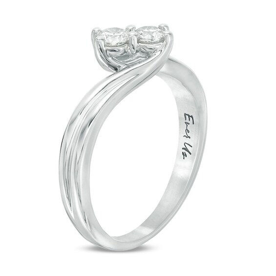 Previously Owned - Ever UsÂ® 1/3 CT. T.w. Two-Stone Diamond Bypass Ring in 14K White Gold