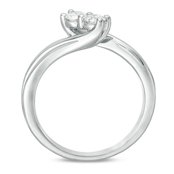 Previously Owned - Ever UsÂ® 1/3 CT. T.w. Two-Stone Diamond Bypass Ring in 14K White Gold