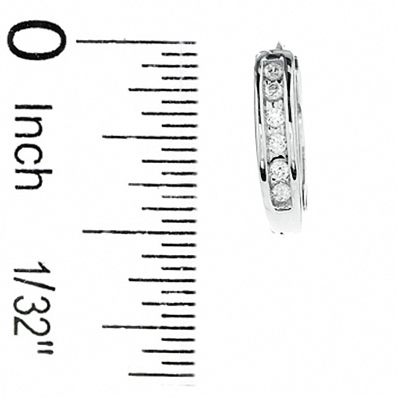 Main Image 2 of Previously Owned - 1/4 CT. T.W. Diamond Huggie Hoop Earrings in 10K White Gold