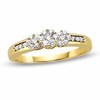 Thumbnail Image 1 of Previously Owned - 1/4 CT. T.W. Diamond Flower Three Stone Ring in 10K Gold