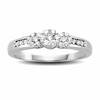 Previously Owned - 1/5 CT. T.W. Diamond Triple Flower Ring in 10K White Gold