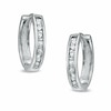 Thumbnail Image 0 of Previously Owned - 1/10 CT. T.W. Diamond Huggie Hoop Earrings in 10K White Gold
