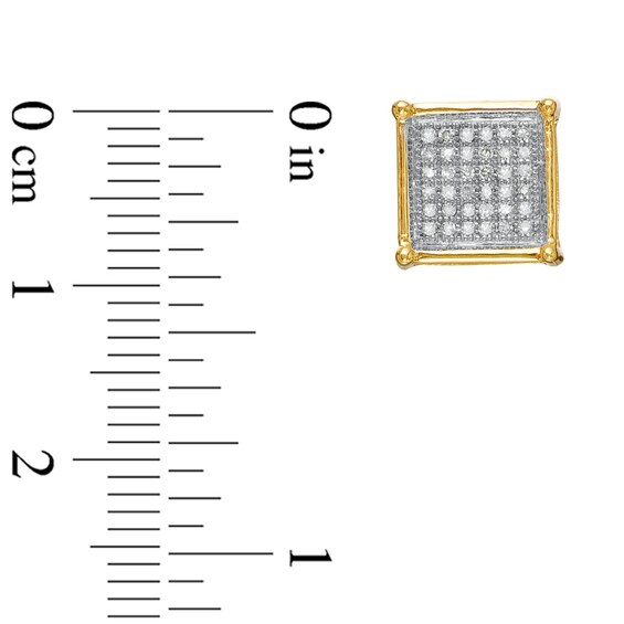 Previously Owned - 1/4 CT. T.w. Diamond Micro-PavÃ© Square Stud Earrings in 10K Gold