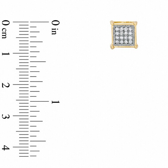 Previously Owned - 1/10 CT. T.w. Diamond Micro-PavÃ© Square Stud Earrings in 10K Gold