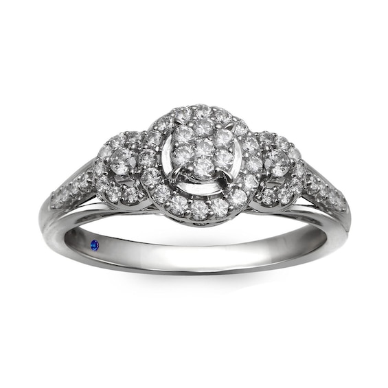 Previously Owned - Cherished Promise Collection⢠1/3 CT. T.w. Diamond Three Stone Frame Promise Ring in 10K White Gold