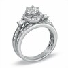 Thumbnail Image 2 of Previously Owned - 1 CT. T.W. Round and Princess-Cut Diamond Flower Bridal Set in 10K White Gold
